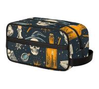 Sugar Skull Blue Flower Travel Toiletry Bag for Men ,Floral Skull Hanging Dopp Kit - Waterproof Shaving Bag Bathroom Bags Wash Bag for Toiletries Accessories, Color6, 10.5"L x 4.4"W x 5.3"H