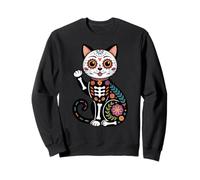 Sugar Skull Cat Day of the Dead Calavera Lucky Cat Sweatshirt