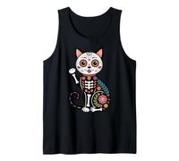 Sugar Skull Cat Day of The Dead Calavera Lucky Cat Tank Top