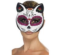 Day Of The Day Cat Eyemask - sugar skull cat day fancy dress eyemask glitter dead halloween smiffys costume mexican