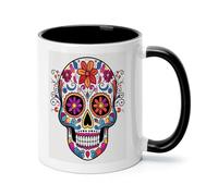 Sugar Skull Ceramic Coffee Mug with Handle 11 Ounces, Porcelain Mug Coffee Cup Tea Mug Water Cup Ideal for Coffee,Tea,Latte,Cappuccino,Microwave & Dishwasher Safe Unique Gift Cup