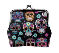 Sugar Skull Coin Purses, Change Purse Wallets, For Festivals And Special Occasions, Black, One Size, Art Deco