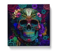 Sugar Skull Color Field Painting No.1 Canvas Print | Gallery Wrapped 30mm Frame Wall Art | 20x20 inches | Ready to Hang | Modern Landscape Picture | Living Room Bedroom Lounge Office