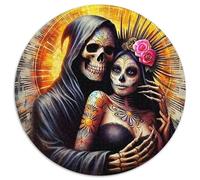 Sugar Skull Couple 1000 Piece Jigsaw Puzzle For Adults Educational Games Stress Relief Puzzle Exercise The Memory of The Brain for Adults And Kids, Age 12 Years Up 1000pcs (67.5x67.5cm)