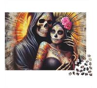 Sugar Skull Couple 1000 Pieces Jigsaw Puzzles For Adults Challenging Game Stress Relieving Entertainment Exercise The Memory of The Brain for The Whole for Women, Gifts for Men 1000pcs