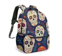 Sugar Skull Day of the Dead Backpack 16 Inch All Over Print Mexican Calavera School Bag for Kids Rucksack Floral (02)