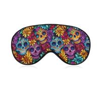 Sugar Skull Day of The Dead Flowers Sleep Mask Eye Masks Soft Blackout Eye Shade Cover Blindfold Eyeshade for Deep Rest Travel Nap