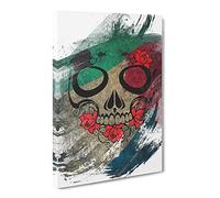 Sugar Skull Design Art No.3 V2 Canvas Print | Gallery Wrapped 30mm Frame Wall Art | 30x20 inches | Ready to Hang | Modern Skull Picture | Living Room Bedroom Lounge Office
