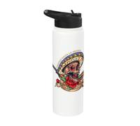 Sugar Skull Dios de Los Muertos Pistols Day of the Dead Stainless Steel Insulated Water Bottle