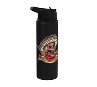 Sugar Skull Dios de Los Muertos Pistols Day of the Dead Stainless Steel Insulated Water Bottle