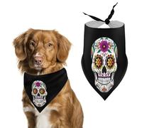 Sugar Skull Dog Bandana Puppy Cat Scarfs Bibs Washable Triangle Kerchief Pet Gifts