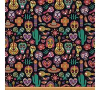 Sugar Skull Fabric by The Yard,Mexican Style Skeleton Cactus Fabric for Chairs,Exotic Flowers Pepper Fabric for and Home DIY Projects,5 Yards,(L460*W150cm) Charcoal Grey