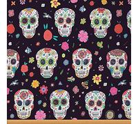Sugar Skull Fabric by The Yard Rose - Gothic Skull Decorative Fabric for Quilting, Sewing, Boho, Halloween, Indoor/Outdoor DIY Art, 1 Yard