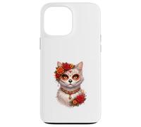 Sugar Skull Floral Cat Portrait Art Case for iPhone 13 Pro Max