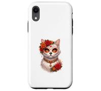 Sugar Skull Floral Cat Portrait Art Case for iPhone XR