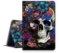 Sugar Skull Flower Case for iPad 10th Gen 10.9 inch 2022 Release (Model Number: A2696 A2757 A2777), Shockproof PU Leather Folding Stand Case with Auto Sleep/Wake for ipad 10th 2022