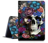 Sugar Skull Flower Case for iPad Pro 11 inch (2024 Model, 5th Gen), Shockproof PU Leather Folding Adjustable Stand Case with Auto Sleep/Wake for 11" iPad Pro 5th Gen 2024