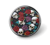 Sugar Skull Flowers Badge Holder Personalized Metal Button Pin Fashion Round Badge with Pattern Pin DIY Button Badges Exquisite Brooch Crafts Gift Clothes Decorative Pins