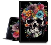 Sugar Skull Flowers Case for iPad 9th/ 8th/ 7th Generation 10.2 inch 2021/2020/2019 Release, Shockproof PU Leather Folding Stand Case with Auto Sleep/Wake for iPad 10.2 inch