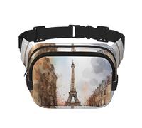Sugar skull flowers Fanny Pack for Women Men Fashion Waist Pack Adjustable Belt Bag for Workout Running Travelling Casual Waist Bag, Watercolor Paris, One Size