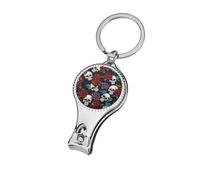 Sugar Skull Flowers Nail Clipper Curved Blades with Nail File Sharp and Sturdy,Nail Clippers for Salon Home Nail Art, Toenail Clippers Pedicure Tools for Feet for Men & Women