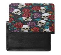 Sugar Skull Flowers Passport Holder Passport Wallet Document Organizer Protector PU Leather Card Slot Travel Accessories