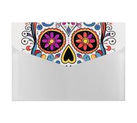 Sugar Skull Folder with 6 Pack Plastic Envelopes with Snap Closure,Waterproof File Envelope for Paper Bill Receipt,Expanding File Folder Organizer for Home Office