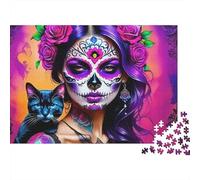 Sugar Skull Girl 1000 Piece Jigsaw Puzzle For Adults Challenging Game Stress Relief Puzzle Exercise The Memory of The Brain for The Whole for Women, Gifts for Men 300pcs (40x28cm)