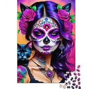 Sugar Skull Girl 1000 Piece Jigsaw Puzzle For Adults Family Challenge Toys Stress Relief Puzzle Exercise The Memory of The Brain for Family Decorations 500pcs (52x38cm)