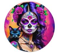 Sugar Skull Girl 1000 Teile Puzzle Für Erwachsene Familien-Challenge Stressabbau-Puzzle Teamgeist Pflegen Für Die Ganze Familie, Geschenke Für Frauen & Männer 1000pcs (67.5x67.5cm)