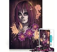SUGAR SKULL GIRL FROGS 1000 Piece Jigsaw Puzzles for Adults Jigsaw Logic Toy Indoor Play Precision Cut Cherished Gift 50x75cm