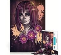 SUGAR SKULL GIRL FROGS for Adults 1000 Piece Jigsaw Puzzle Mind Puzzle Relaxing Fun Image Assembly Warm Surprise 38x26cm