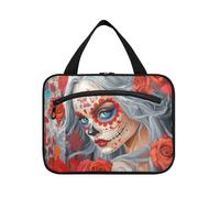 Sugar Skull Girl Hanging Hanging Travel Toiletry Bag with Hook, Designer Cute Makeup Organizer Bag for mom Camping bolso Viajero para Mujer L