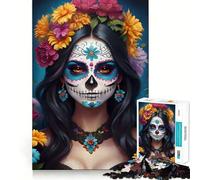 Sugar Skull Girl Puzzles for Adults 1000 Pieces Strengthen Memory Stress Relief Smooth Edge Heartfelt Gift 50x75cm