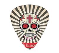 Sugar Skull Guitar Picks 12 Pack Universal ABS Guitar Picks,Floral Design Sugar Skull with Ancient Symbol on Pattern,for Acoustic and Electric Guitar