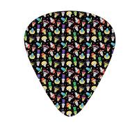 Sugar Skull Guitar Picks 12 Pack Universal ABS Guitar Picks,Funny Mexican Skulls with Different Hats Flowers and Stars,for Acoustic and Electric Guitar,Black and Multicolor