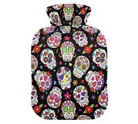 Sugar Skull Hot Water Bottle with Cover Hot Water Bottles for Pain Relief Hot Water Bag Heating Bag for Women, 1L