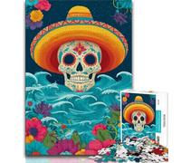 Sugar Skull Jigsaw Puzzles for Adults Teenagers Jigsaws Puzzle,Pattern Assembly Fun at Home Activities,Birthday Present,Travel Gifts (38x26cm)