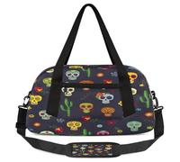 Sugar Skull Kids Overnight Duffle Bags for Girls Boys, Cactus Flowers Lightweight Sports Gym Bag for Kids,Small Overnight Weekender Carry on Travel Bags Dance Bag, Sugar Skull, 18.5L x 7.8W x 9.4H
