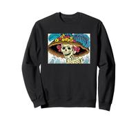 Sugar Skull Lady in Floral Sun Hat Pop Art Graphic Sweatshirt
