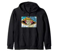 Sugar Skull Lady in Floral Sun Hat Pop Art Graphic Zip Hoodie
