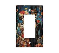 Sugar Skull Light Switch Cover Plate, Colorful Day of the Dead Design, Vibrant Floral for Halloween Decor, Plastic Wall Plate, Standard Size Single Rocker