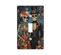 Sugar Skull Light Switch Cover Plate, Colorful Day of the Dead Design, Vibrant Floral for Halloween Decor, Plastic Wall Plate, Standard Size Single Toggle