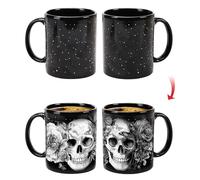 Sugar Skull Magic Mug - Heat Activated Color Changing Coffee Cup (11oz), Floral Day of The Dead Design Reveals Vivid Colors - Unique Gift for Women & Men