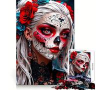 Sugar Skull Makeup 1000 Pieces Jigsaw Puzzles for Adults Recall Upgrade Stress Relief Tight Cut Santa Wish Pick 38x52cm