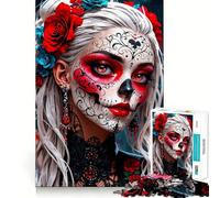 Sugar Skull Makeup 1000 Pieces Jigsaw Puzzles for Adults Recall Upgrade Stress Relief Tight Cut Santa Wish Pick 38x52cm