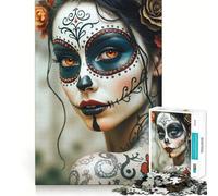 Sugar Skull Makeup for Adults 1000 Piece Jigsaw Puzzle Mind Puzzle Relaxing Fun Image Assembly Warm Surprise 38x52cm