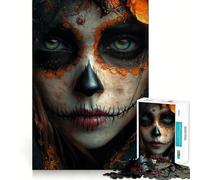 Sugar Skull Makeup Girl 1000 Piece Jigsaws for Teenagers Mind Exercise Toy Mental Relax Design Assembly Santa Wish List 50x75cm