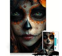 Sugar Skull Makeup Girl 1000 Pieces Jigsaw Puzzles for Adults Think Smart Toy Quiet Fun Accurate Cut 38x52cm