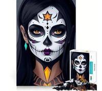 Sugar Skull Makeup Hard Jigsaw Puzzle for Adults 1000 Pieces Logic Toy Family Bond Precision Cut Warm Surprise 38x52cm